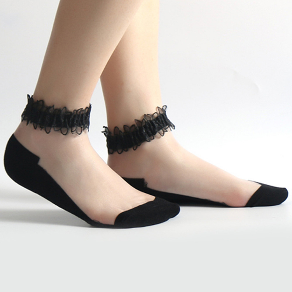 Invisibility Sock Loafer - Calcetines cortos de encaje para mujer,